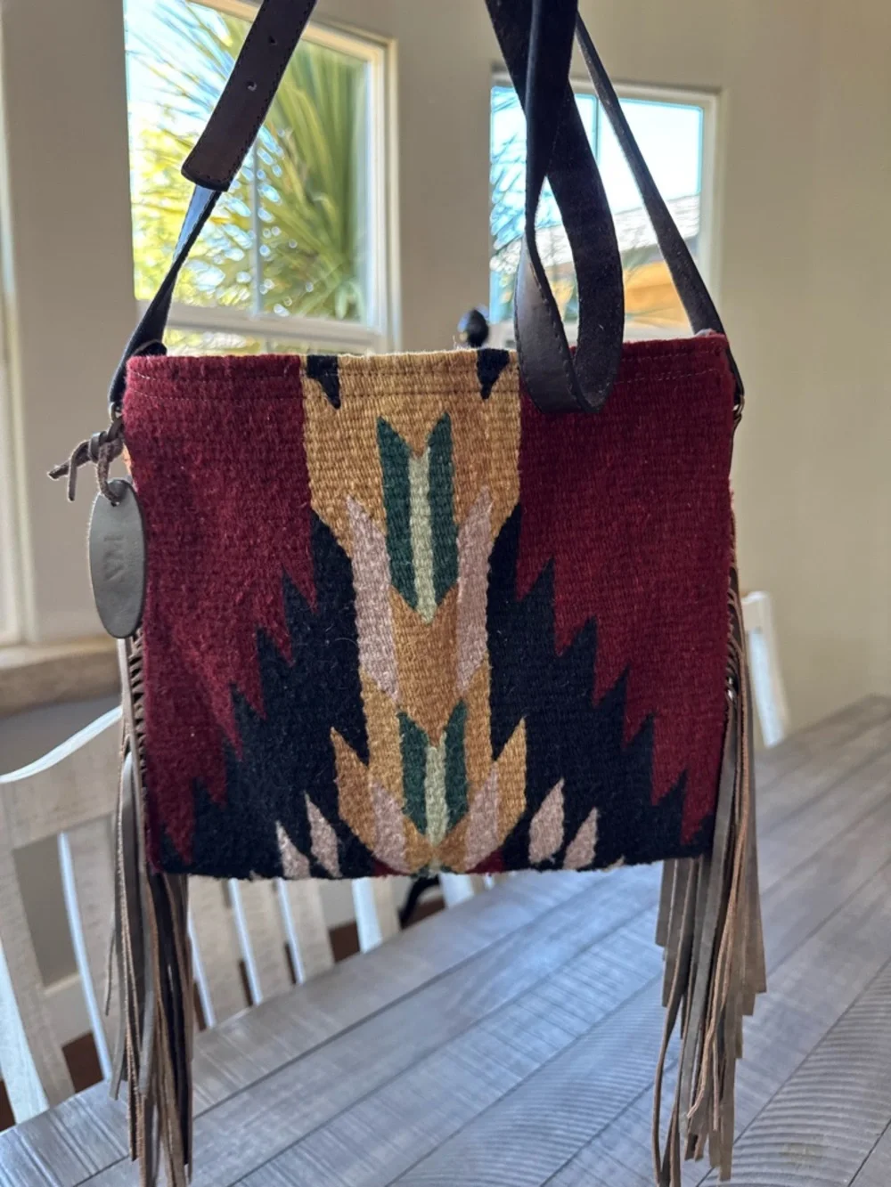 MZ Made Fringe - Wool Brisas Pattern Handwoven Crossbody Bag Purse